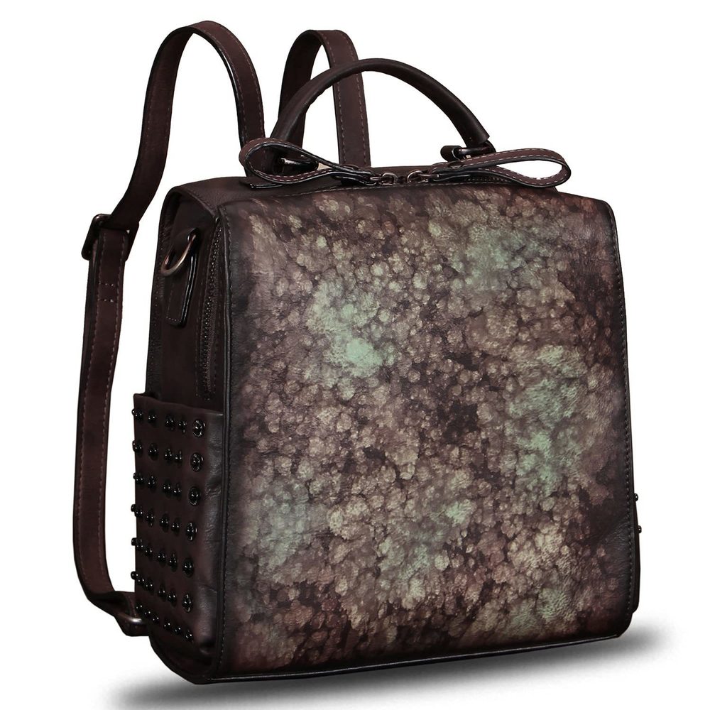 Genuine Leather Backpack Convertible Satchel Vintage Rucksack C UwU